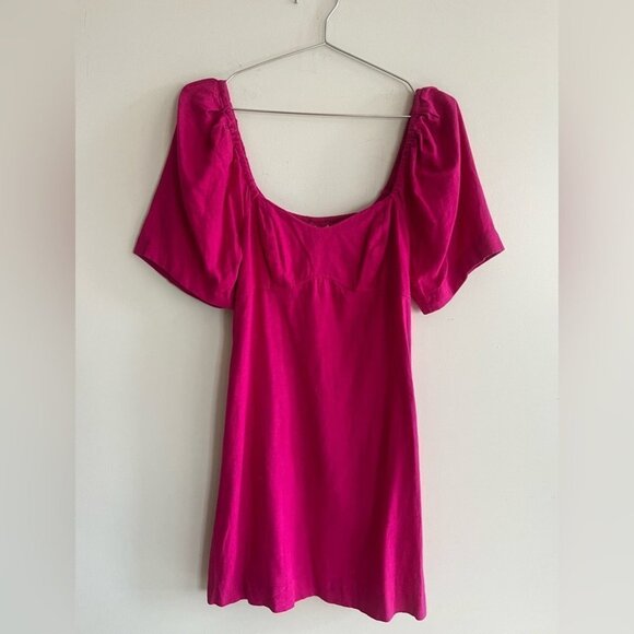 A New Day Women’s Pink Puffed Sleeve Linen Blend Dress - Picture 2 of 11